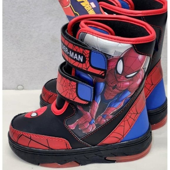 Marvel NWT Toddler 8 Spiderman Light Up Insulated Hook & Loop Winter Snow Boots - Picture 11 of 12